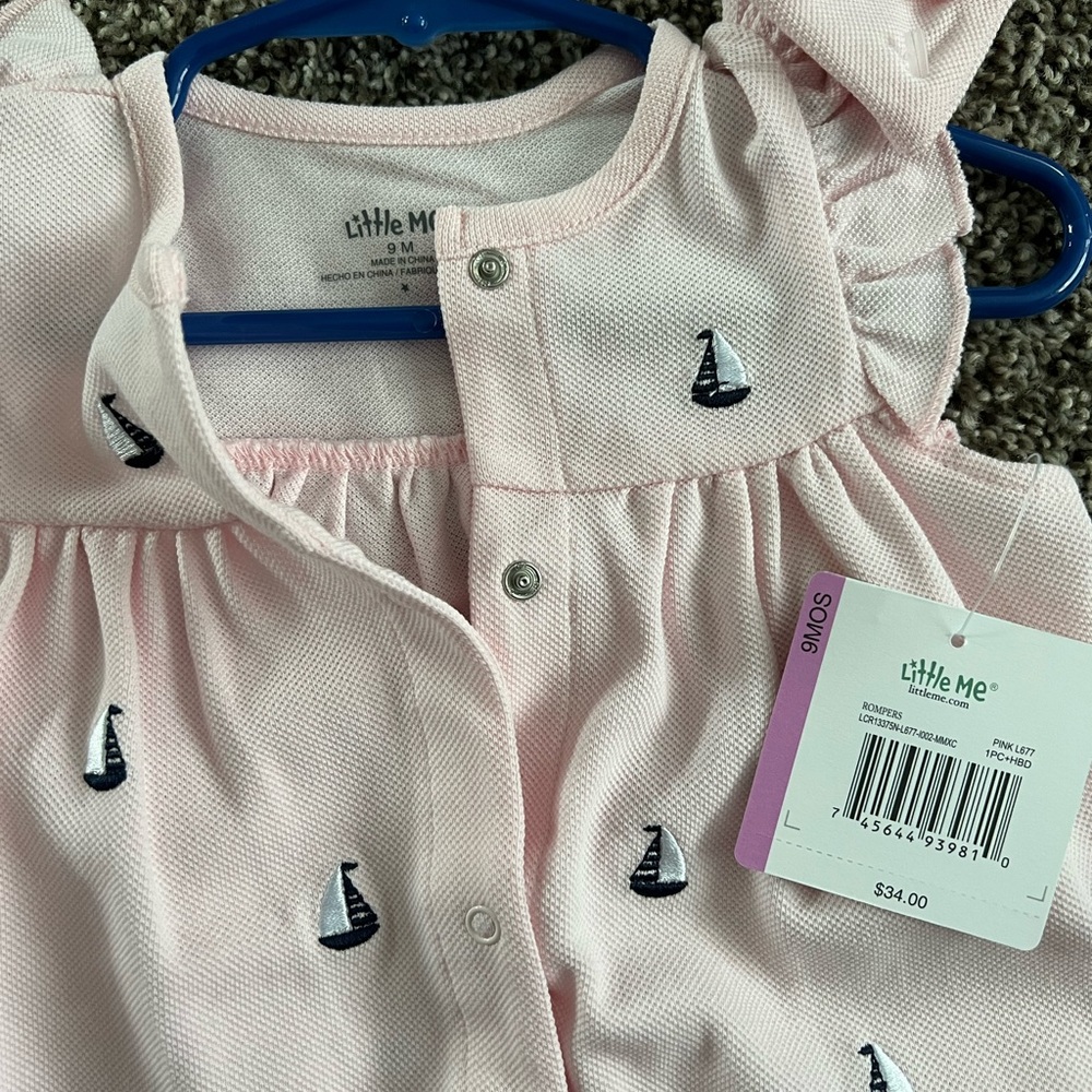 Little Me Pink Sailboat Romper 9 Months - Picture 3 of 3